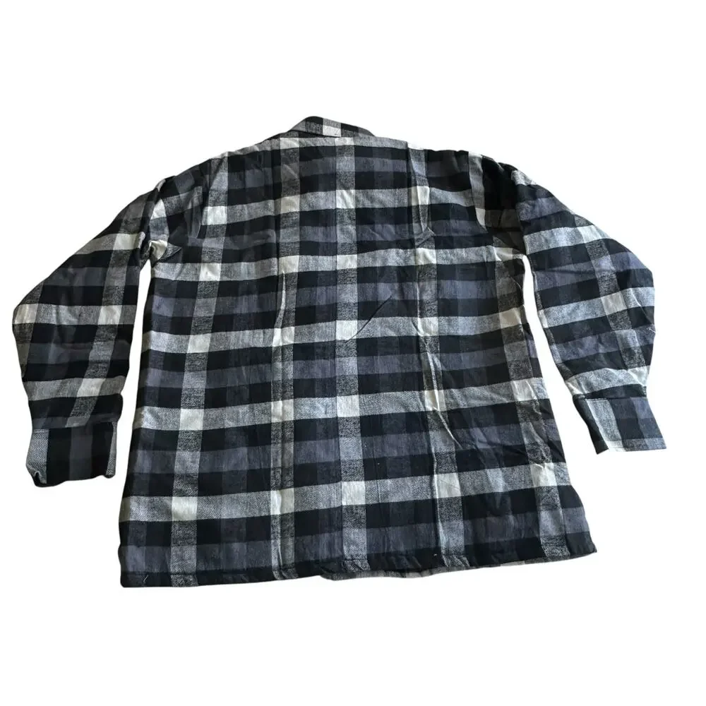 Vintage Coat Mens Size Large Plaid Grey White Outdoor Wear Hiking Pockets